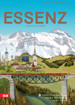 Titelbild Essenz Herbst 2023: gemaltes Bild vom Voralpen-Express vor dem Säntis.