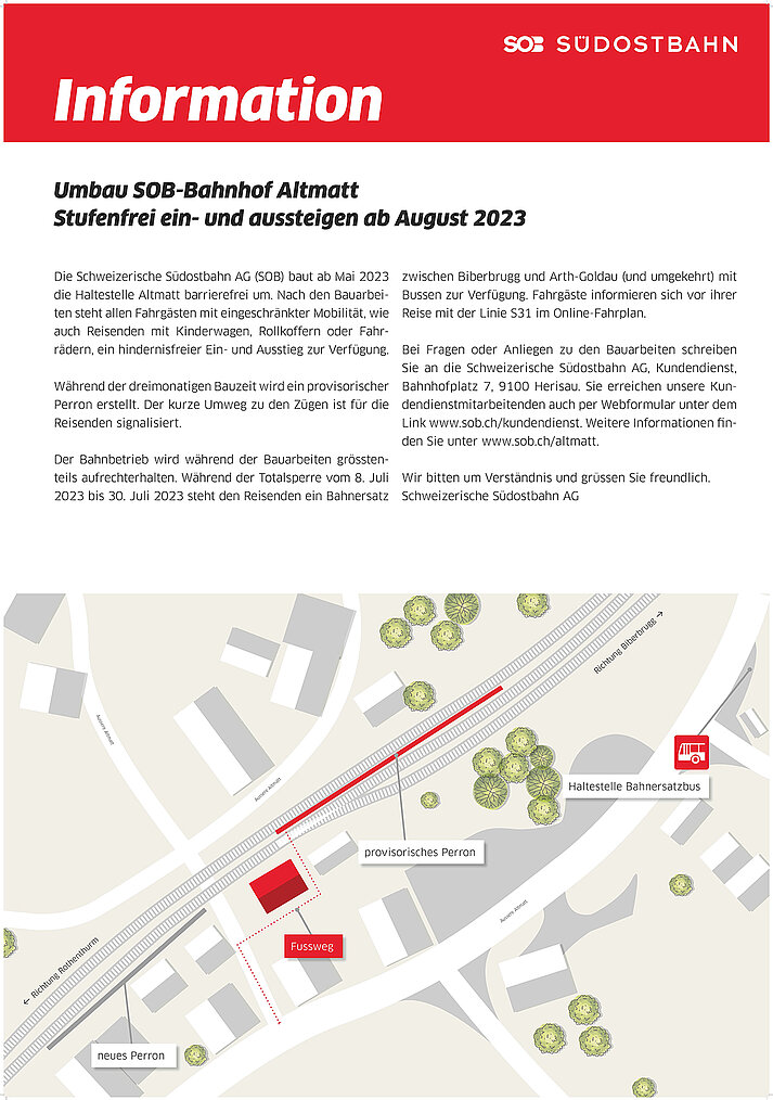 Übersichtsplan Bahnhof Altmatt
