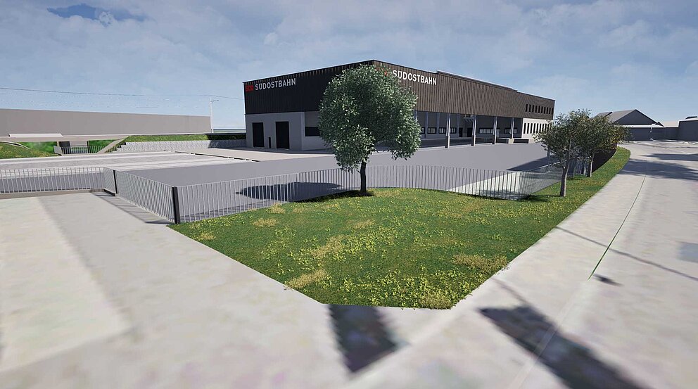 Einfahrt Strasse zum Baudienstzentrum