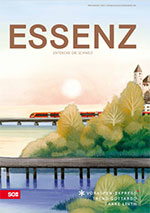 Titelbild Essenz Sommer 2021 Illustration Voralpen-Express bei Rapperswil